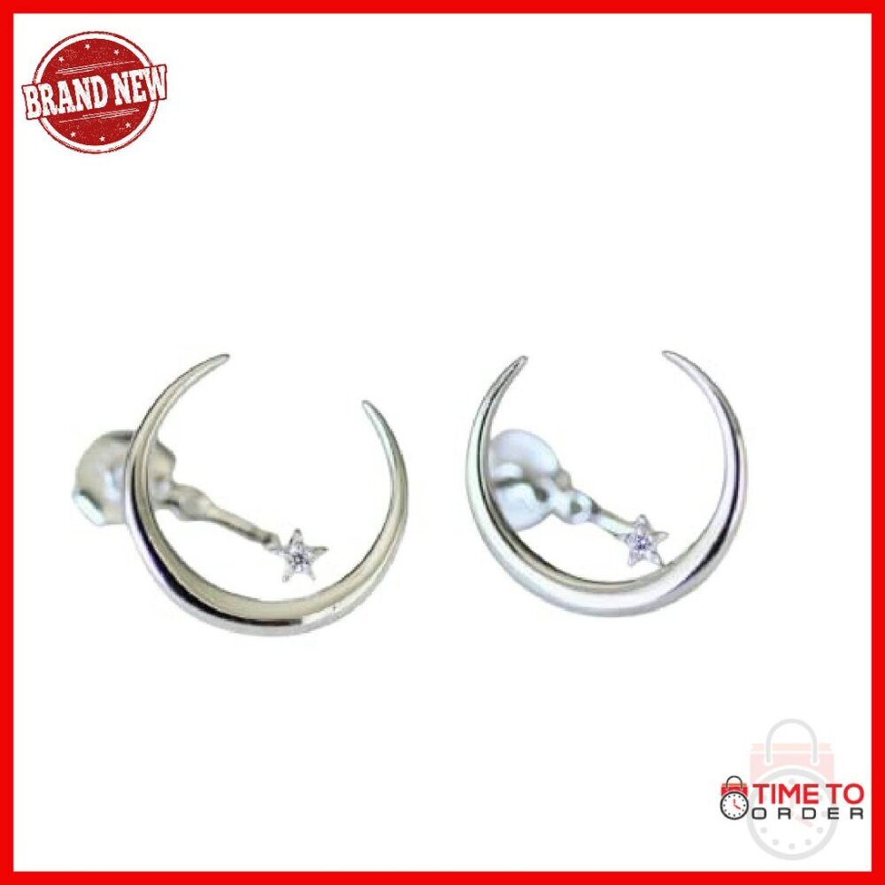 Sterling Silver Moon Star Ear Jackets Adjustable Drop Earrings